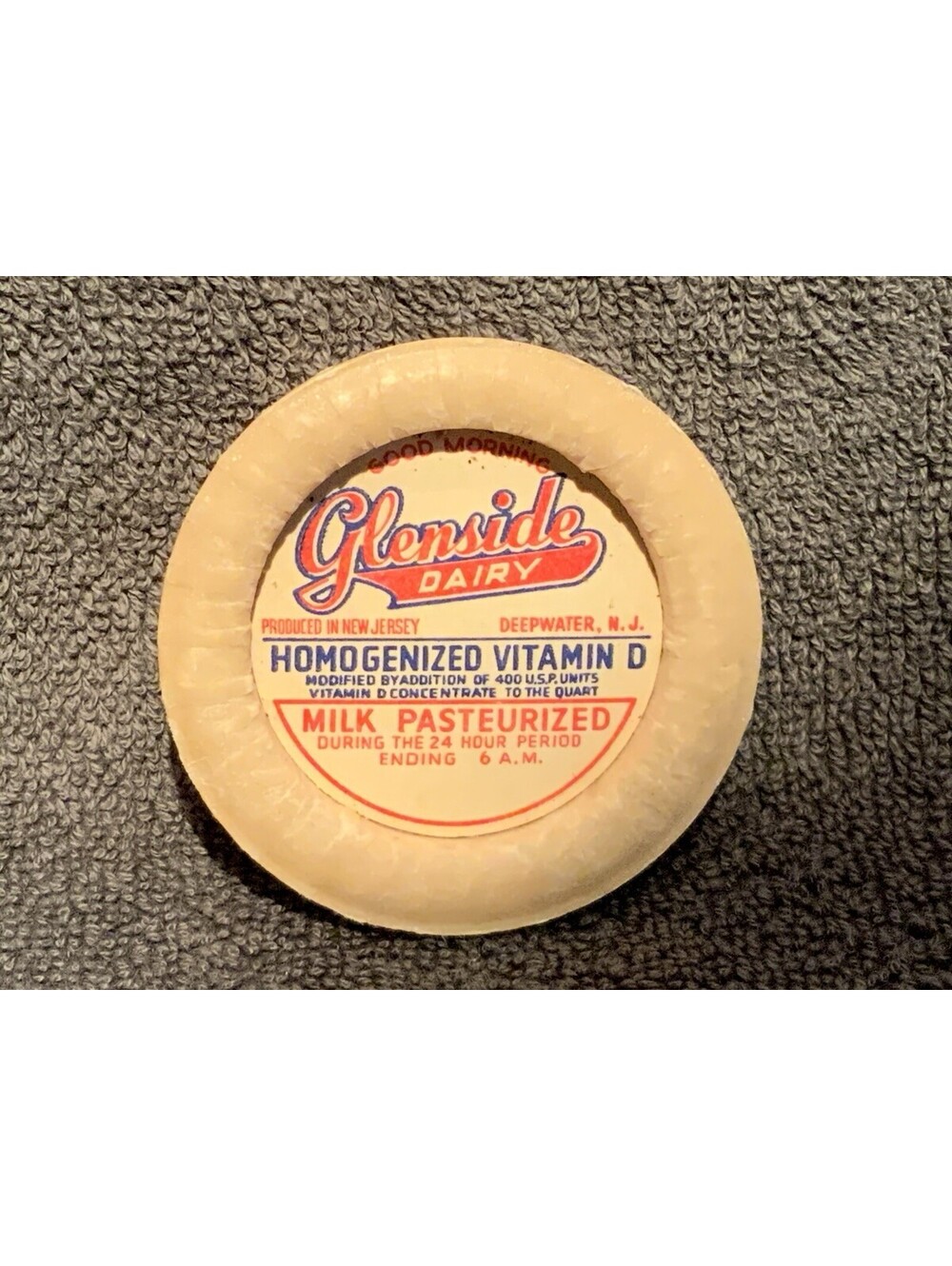 Vintage Original Glenside Dairy - Deepwater, NJ - Milk Bottle Cap